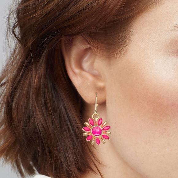 Napier Fuchsia and Gold Floral Earrings,Women’s earrings. - Picture 5 of 7